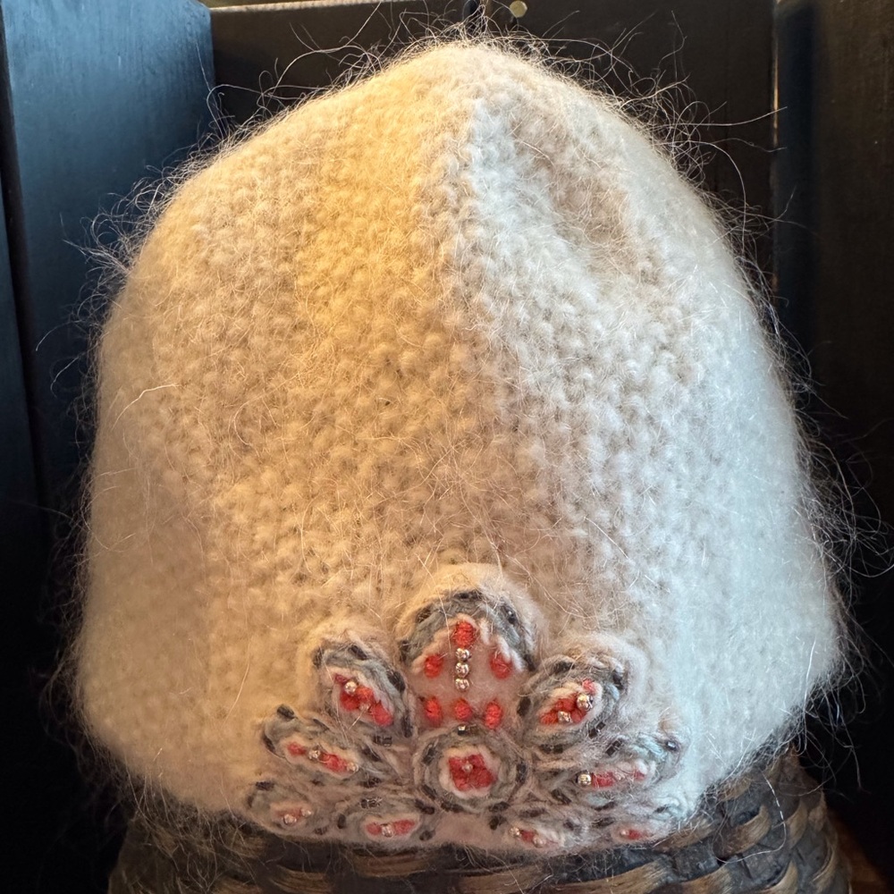 French Knot Embellished Mohair Beanie